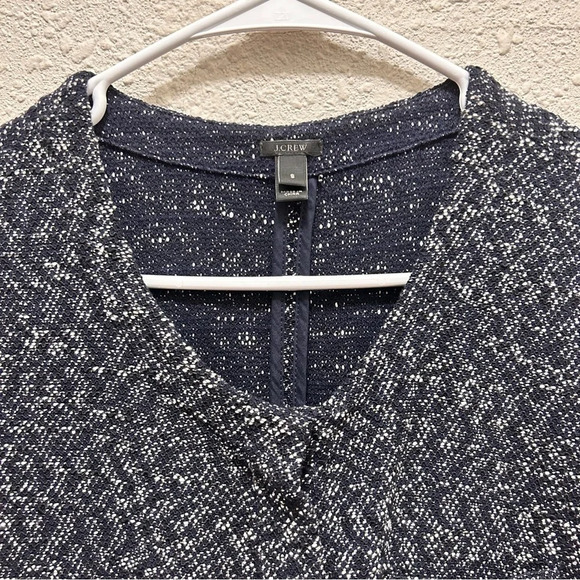 J.Crew Navy Micro Tweed Zip Front Sweater Jacket Small - Picture 7 of 11